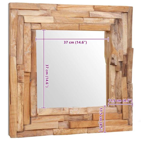 Dekorativer Spiegel Teak 60 x 60 cm Quadratisch