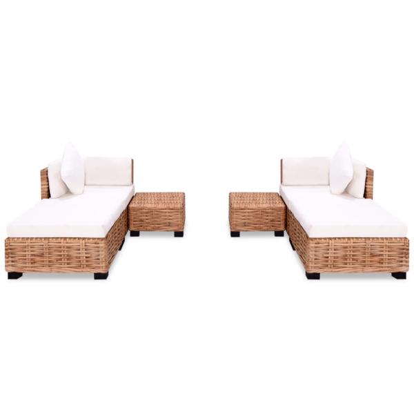 Sofagarnitur 16-tlg. Natürliches Rattan