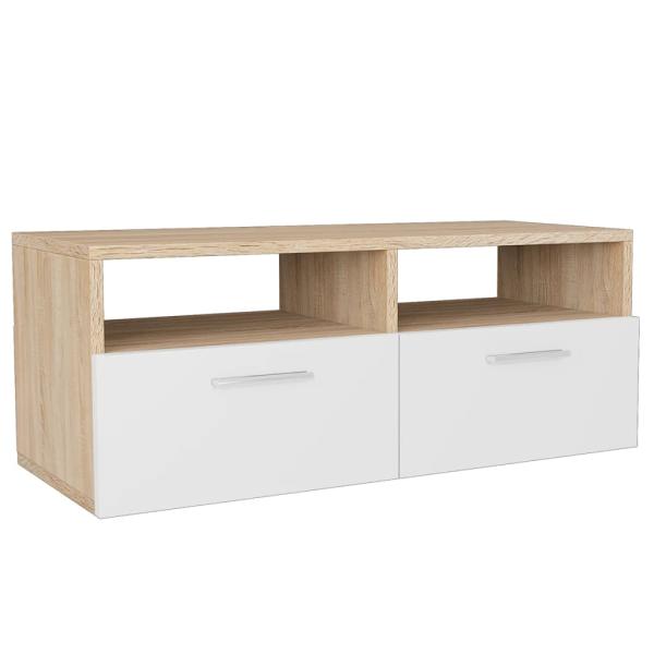 TV-Schrank Holzwerkstoff 95x35x36 cm Eiche und Weiß