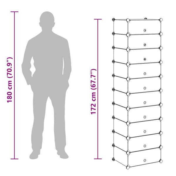 Schuh-Organizer Zusammenklappbar mit 10 Fächern Schwarz