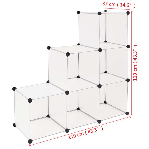 Regalsystem Würfel-Regal mit 6 Fächern Weiß
