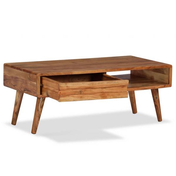 Couchtisch Massivholz mit Schublade Geschnitzt 100 x 50 x 40 cm