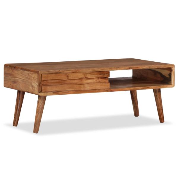 Couchtisch Massivholz mit Schublade Geschnitzt 100 x 50 x 40 cm