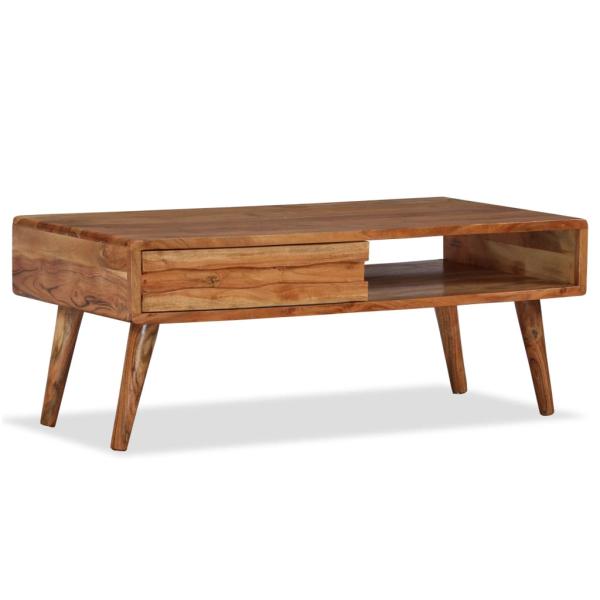Couchtisch Massivholz mit Schublade Geschnitzt 100 x 50 x 40 cm