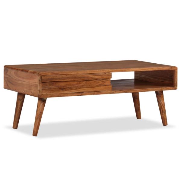 Couchtisch Massivholz mit Schublade Geschnitzt 100 x 50 x 40 cm