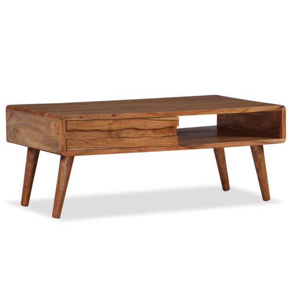 Couchtisch Massivholz mit Schublade Geschnitzt 100 x 50 x 40 cm