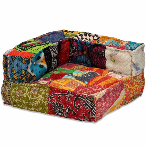 4-Sitzer Modularer Pouf Patchwork Stoff 