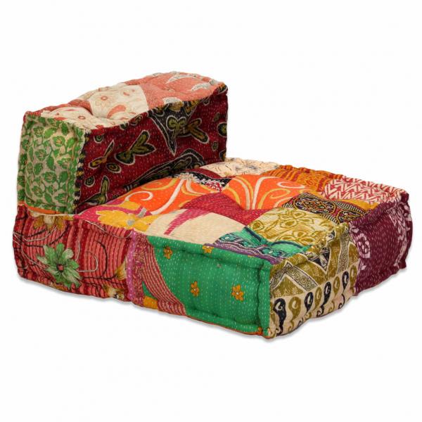 4-Sitzer Modularer Pouf Patchwork Stoff 
