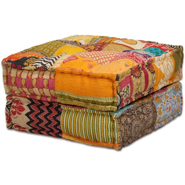 4-Sitzer Modularer Pouf Patchwork Stoff 