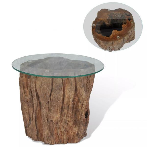 ARDEBO.de - Couchtisch Teak Glas 50x40 cm