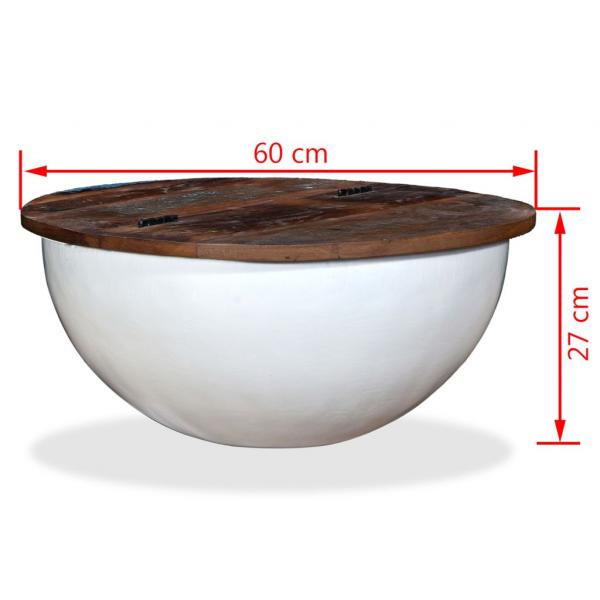 Couchtisch Altholz Massiv Weiß Schalenform