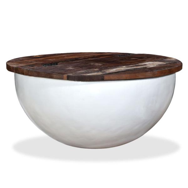 Couchtisch Altholz Massiv Weiß Schalenform