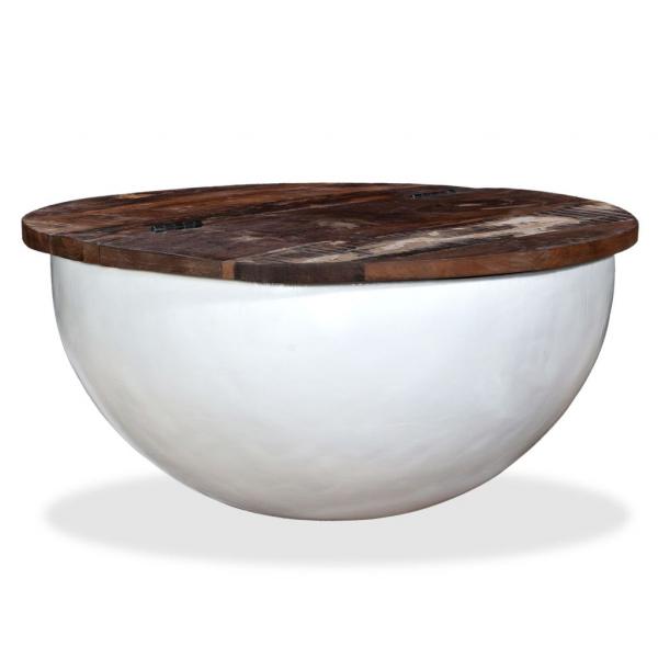 Couchtisch Altholz Massiv Weiß Schalenform
