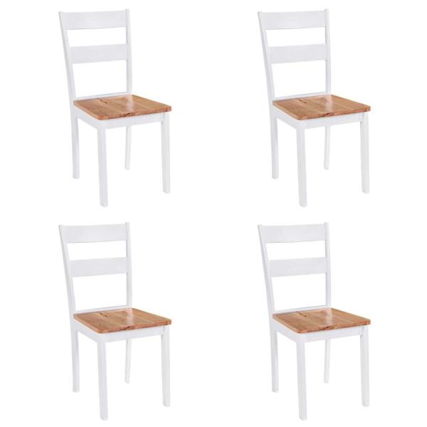 Esszimmerstühle 4 Stk. Weiß Kautschukbaum Massivholz 