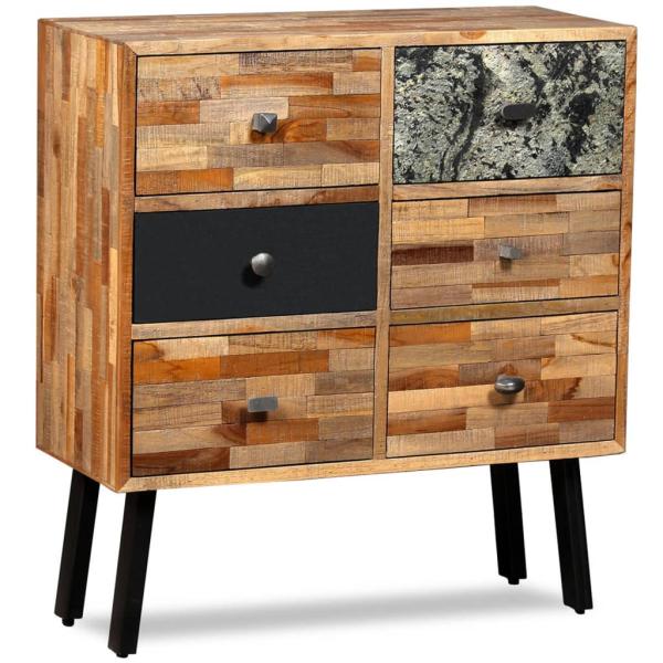 Beistellschrank mit 6 Schubladen Recyceltes Teakholz 70x30x76cm