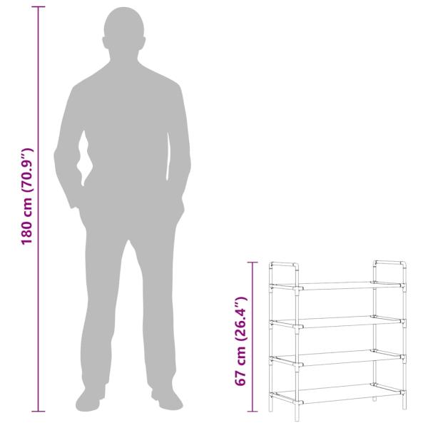 Schuhregal mit 4 Ablagen Metall und Vliesstoff Schwarz