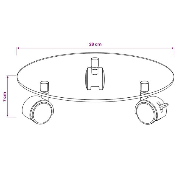 Pflanzenständer mit Rollen 2 Stück Hartglas 28 cm Rund