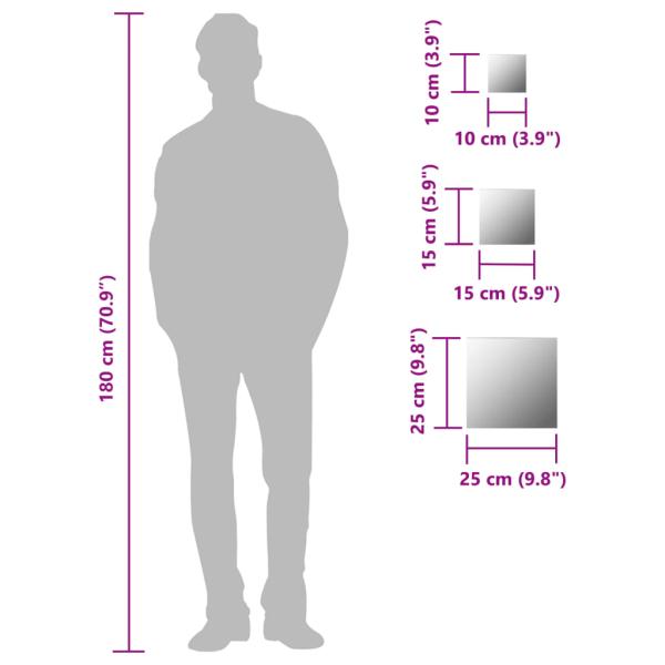 7-teiliges Wandspiegelset Quadratisch Glas