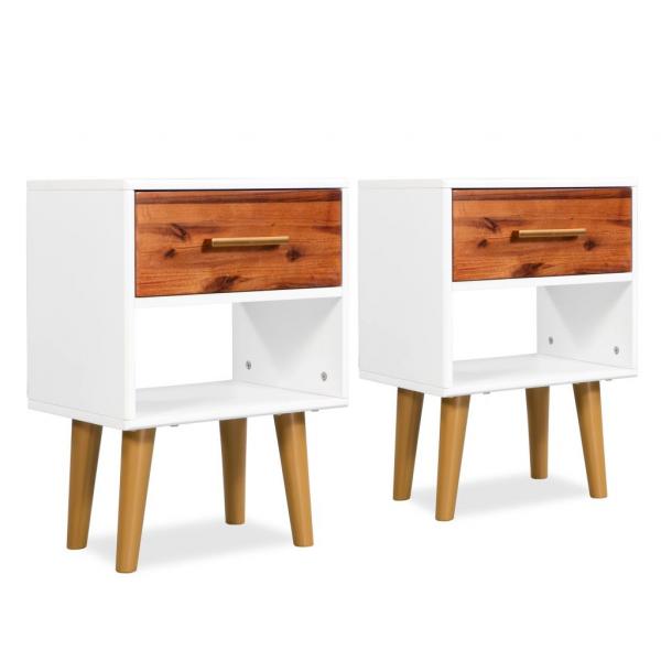 ARDEBO.de - Nachttisch 2 Stk. Akazienholz Massiv 40x30x57 cm