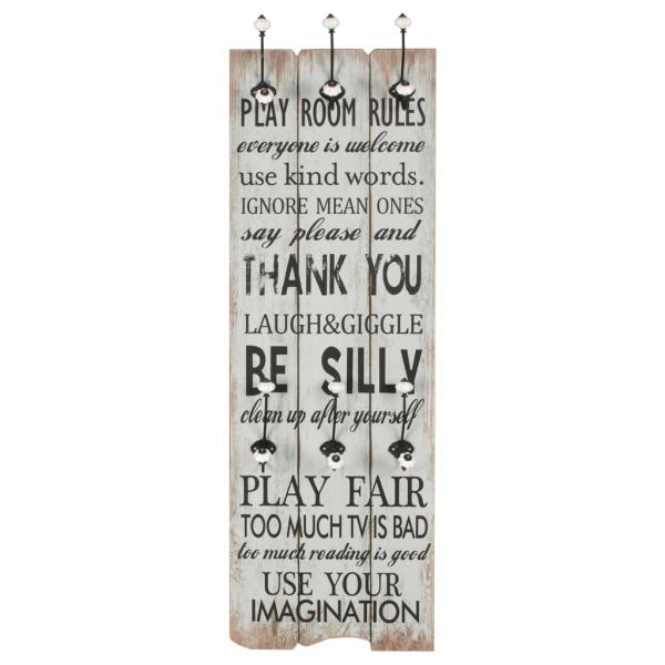 Wandgarderobe mit 6 Haken 120 x 40 cm "THANK YOU" 