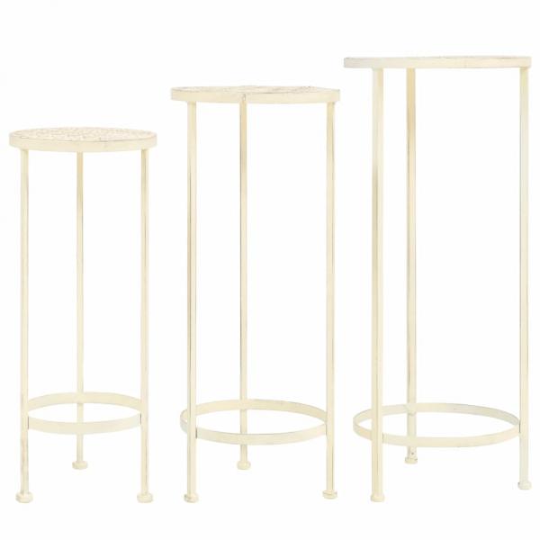 ARDEBO.de - Blumenständer Set 3 Stk. Vintage Stil Metall Weiß