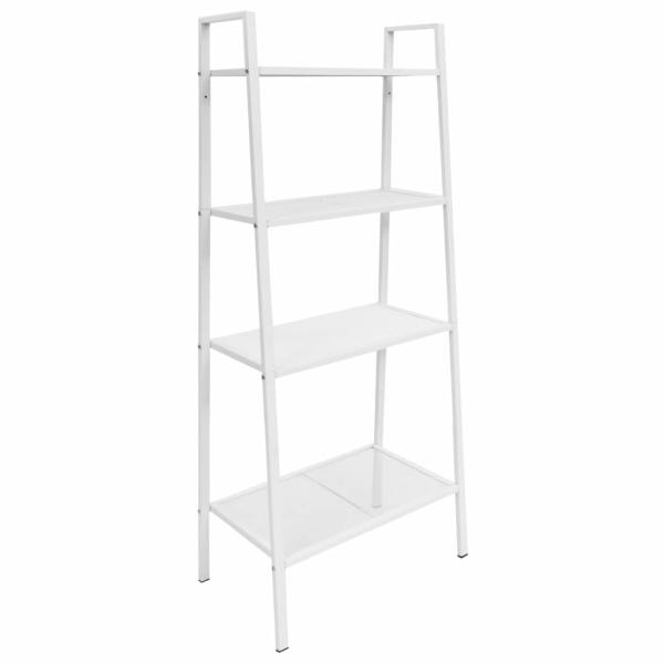 ARDEBO.de - Leiter-Bücherregal 4 Ebenen Metall Weiß