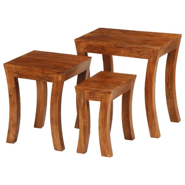 ARDEBO.de - 3-tlg. Satztisch-Set Massivholz Akazie 50x35x50 cm Braun