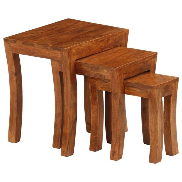 3-tlg. Satztisch-Set Massivholz Akazie 50x35x50 cm Braun