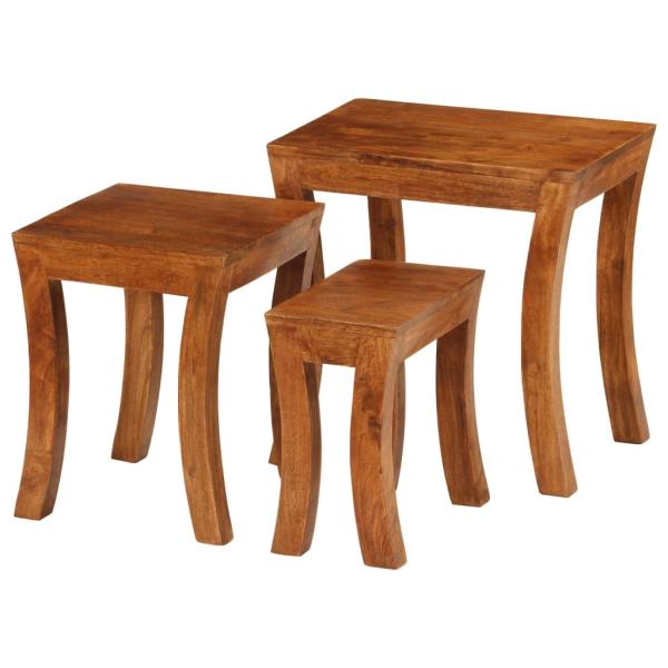 3-tlg. Satztisch-Set Massivholz Akazie 50x35x50 cm Braun