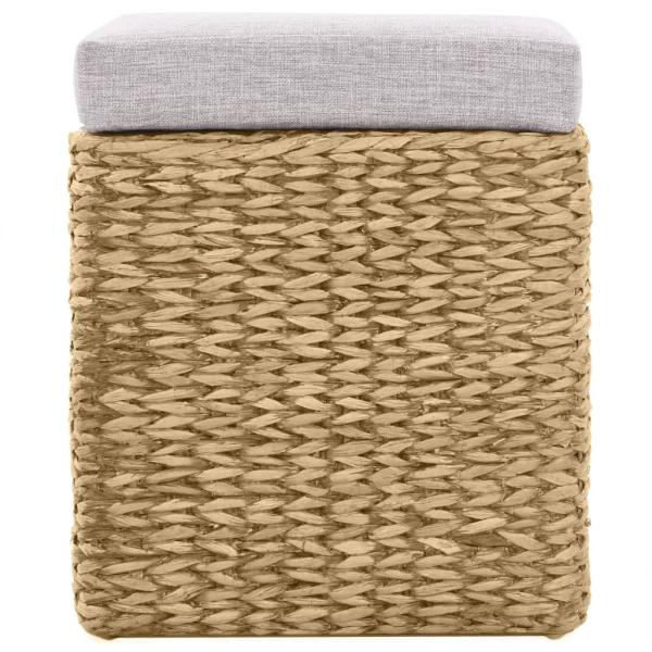 Sitzbank mit 2 Ottomanen Seegras Grau