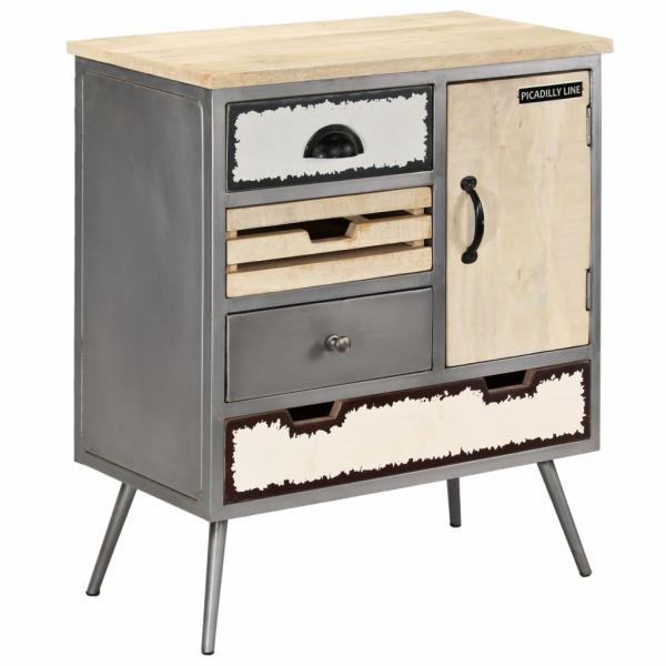 Sideboard Mangoholz Massiv und Stahl 65 x 33 x 76 cm
