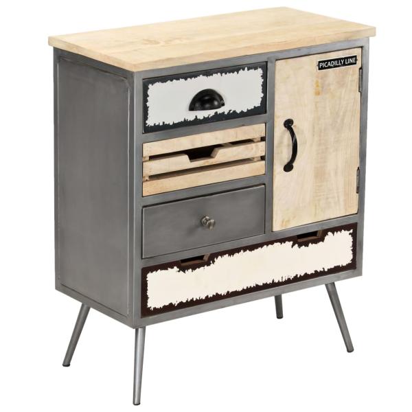 Sideboard Mangoholz Massiv und Stahl 65 x 33 x 76 cm