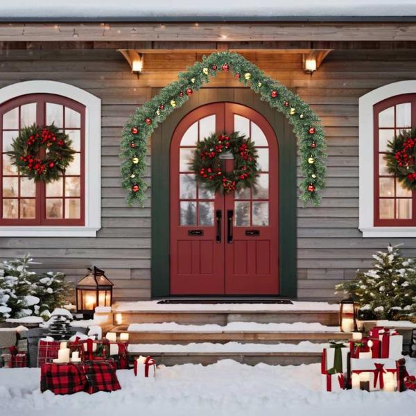 Weihnachtsgirlande mit Kugeln und LED-Leuchten 5 m