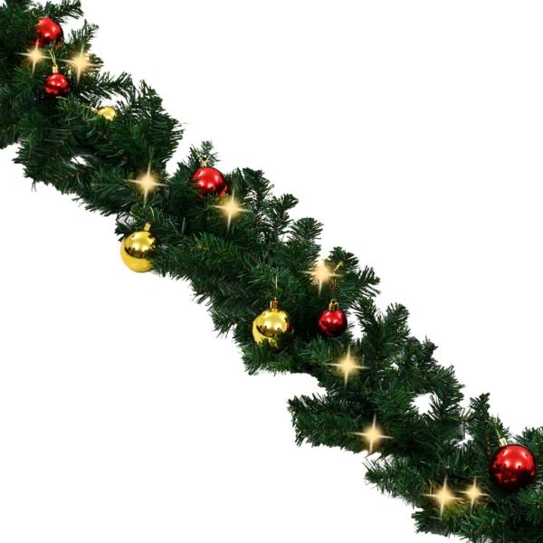 Weihnachtsgirlande Geschmückt mit Kugeln und LED-Lichtern 20 m