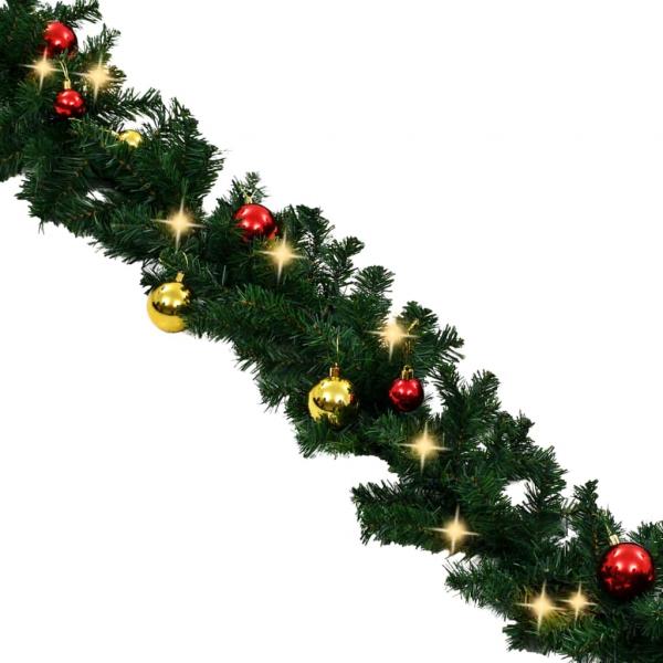 Weihnachtsgirlande Geschmückt mit Kugeln und LED-Lichtern 20 m
