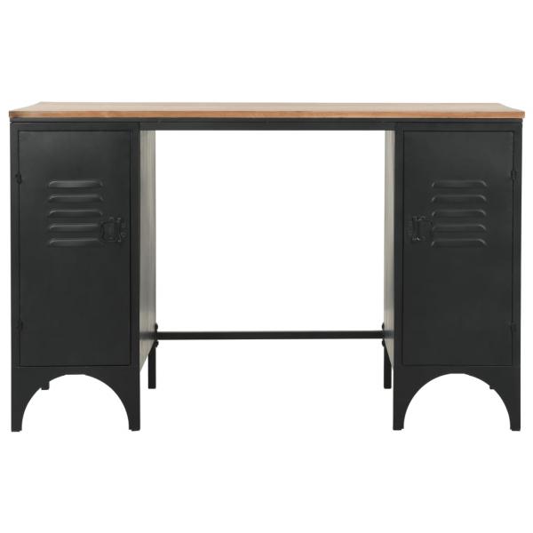 Schreibtisch mit Ständer Tannenholz Massiv und Stahl 120x50x76 cm