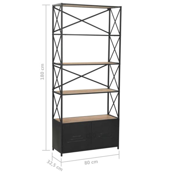 Bücherregal Massivholz Tanne und Stahl 80x32,5x180 cm