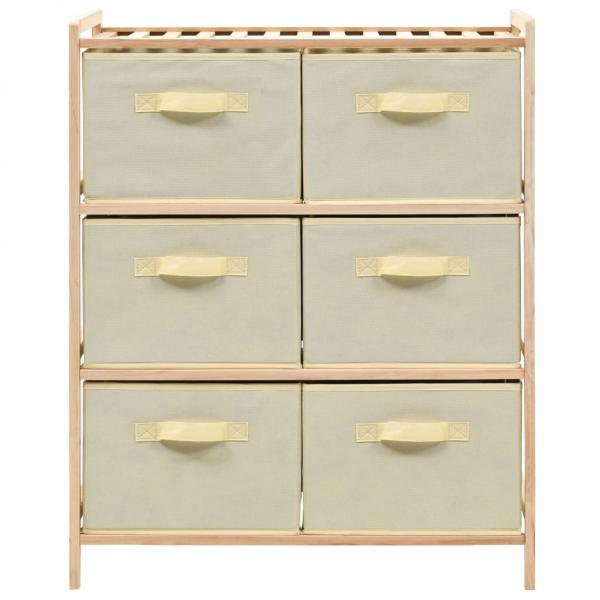 Korb-Kommode mit 6 Stoffkörben Zedernholz Beige