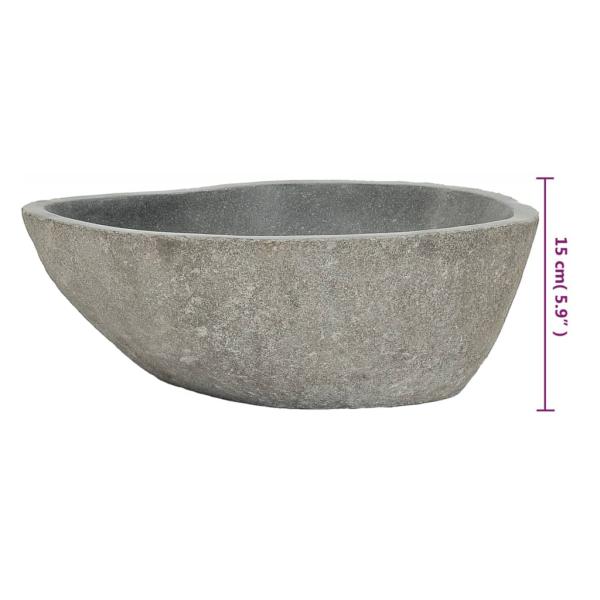 Waschtischunterschrank Teak Massiv mit Flussstein Waschbecken