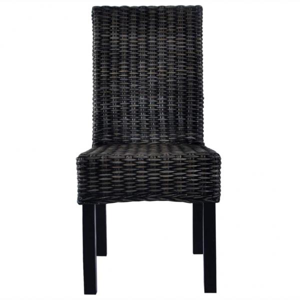 Esszimmerstühle 2 Stk. Schwarz Kubu Rattan und Mango Holz