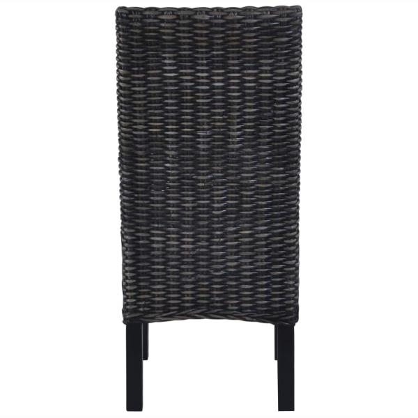 Esszimmerstühle 2 Stk. Schwarz Kubu Rattan und Mango Holz