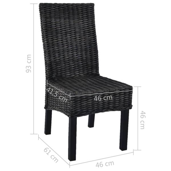 Esszimmerstühle 2 Stk. Schwarz Kubu Rattan und Mango Holz