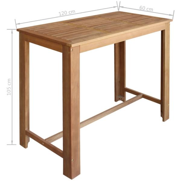 Bartisch Akazienholz Massiv 120 x 60 x 105 cm