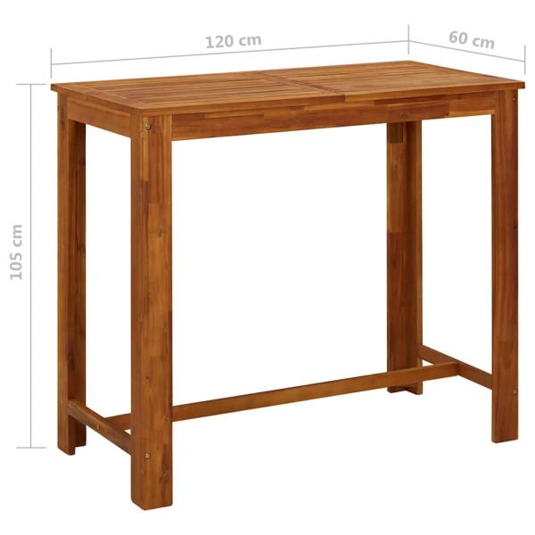 Bartisch Akazienholz Massiv 120 x 60 x 105 cm