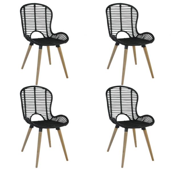 ARDEBO.de - Esszimmerstühle 4 Stk. Schwarz Natur Rattan