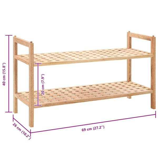 Schuhregal Walnussholz Massiv 69x26x40 cm