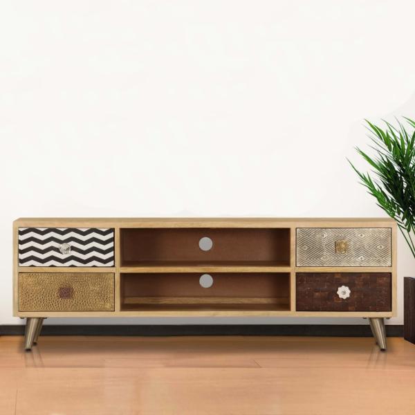 TV-Ablage 120 x 30 x 40 cm Massivholz Mango
