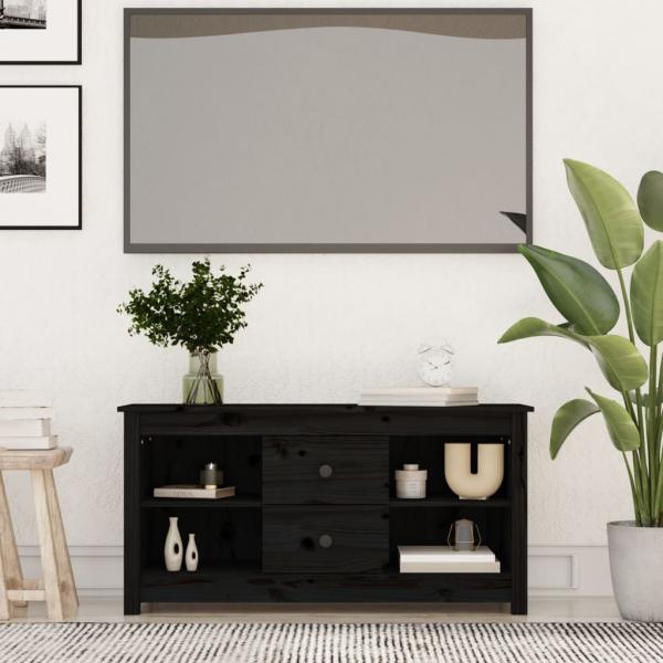 ARDEBO.de - TV-Schrank Schwarz 103x36,5x52 cm Massivholz Kiefer