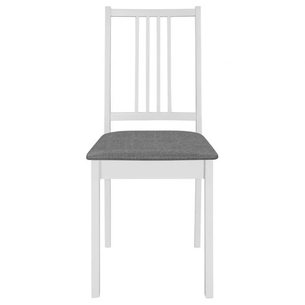 Esszimmerstühle mit Polstern 4 Stk. Weiß Massivholz