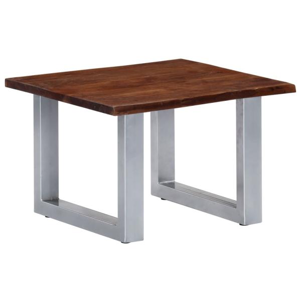 Couchtisch mit Naturkanten 60x60x40 cm Massivholz Akazie